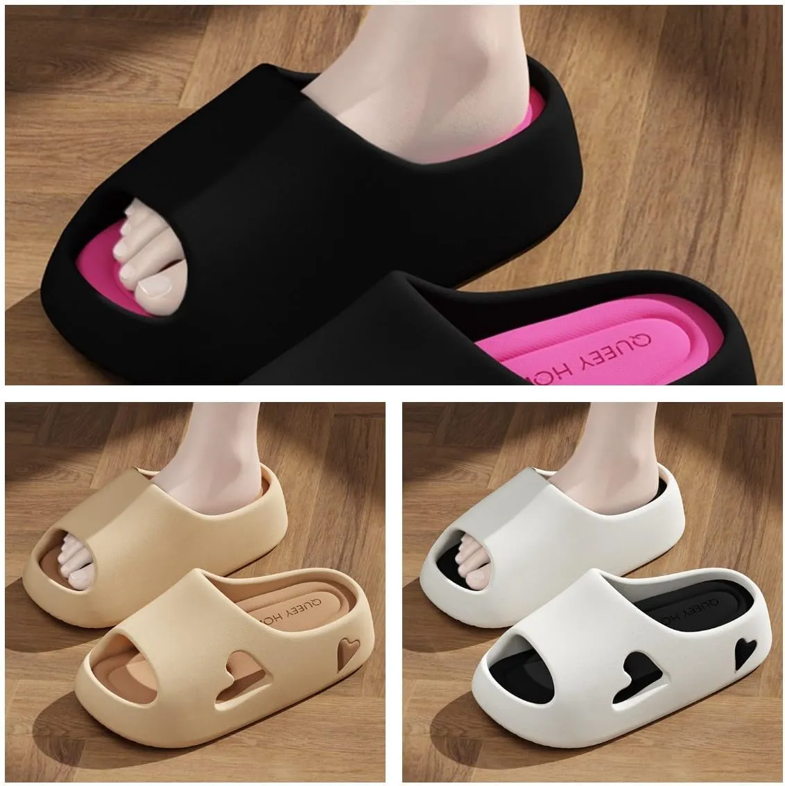 Cute Kawaii Multi Colored Love Heart Pillow Slipper Cloud Slides Non-Slip Summer Slipper