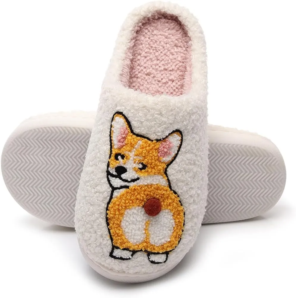Cute Slippers For Women Men Fuzzy Cushioned Comfort Slip-On House Shoes Memory Foam Slippers