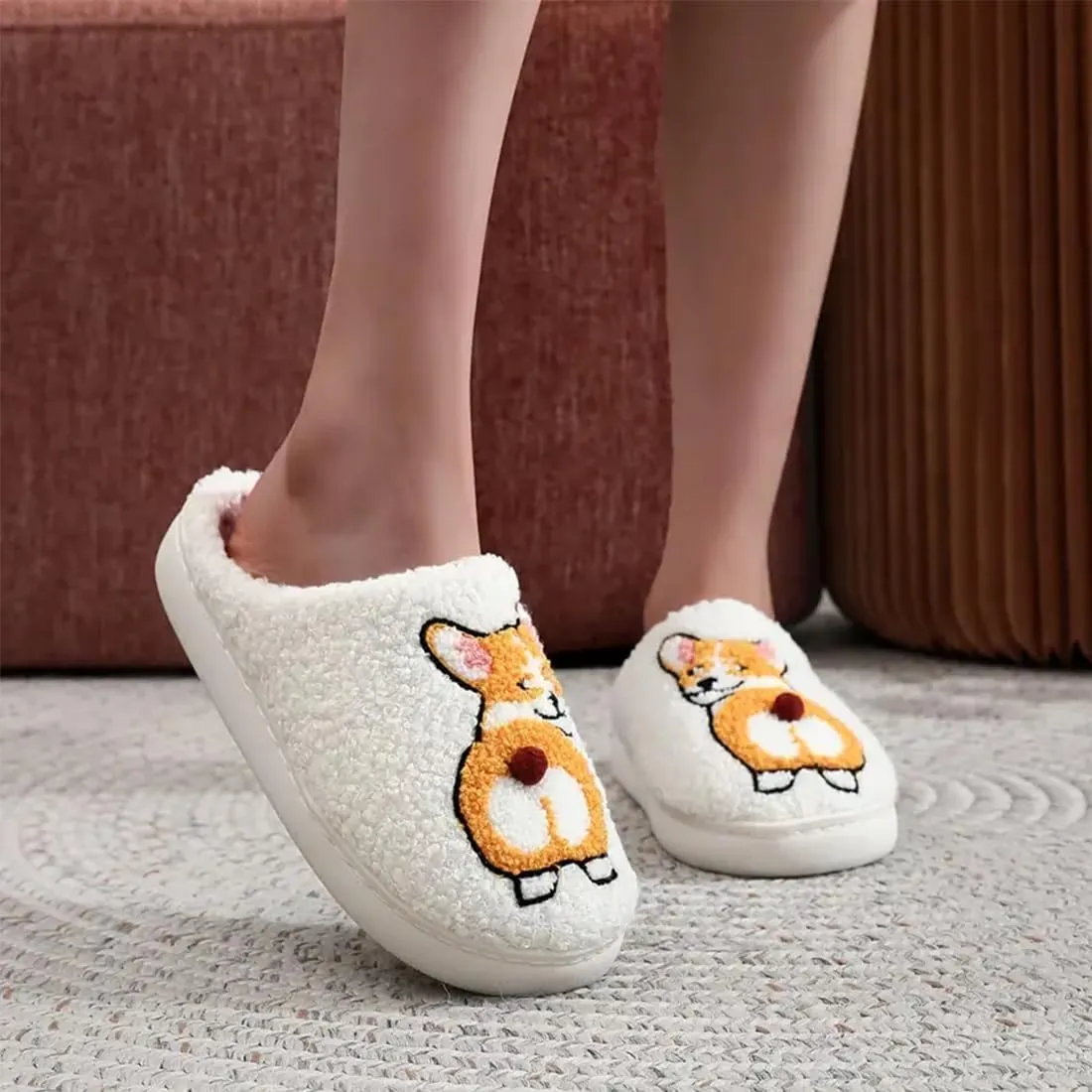 Cute Slippers For Women Men Fuzzy Cushioned Comfort Slip-On House Shoes Memory Foam Slippers