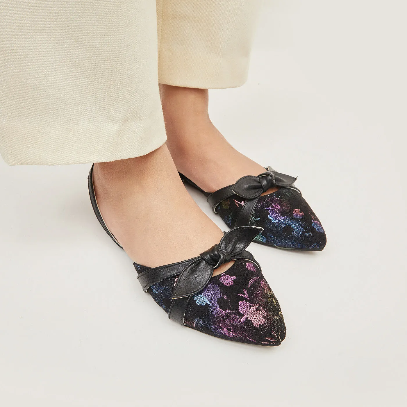Dahlia Bow knot sling back - Black