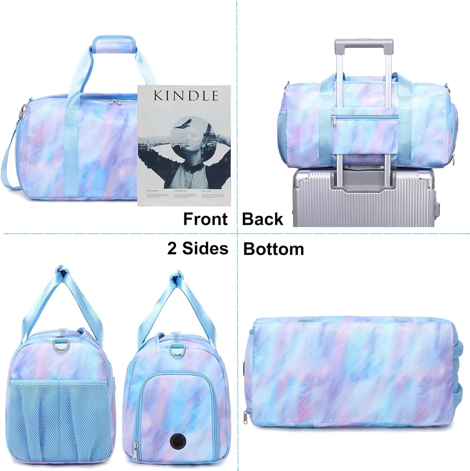 Dance Bag for Girls Teen Duffle Bag Gymnastics Gym Bag Overnight Travel Bag Sports Ballet Bag Weekender Sleepover Carry On Bag with Shoe Compartments Water Resistant