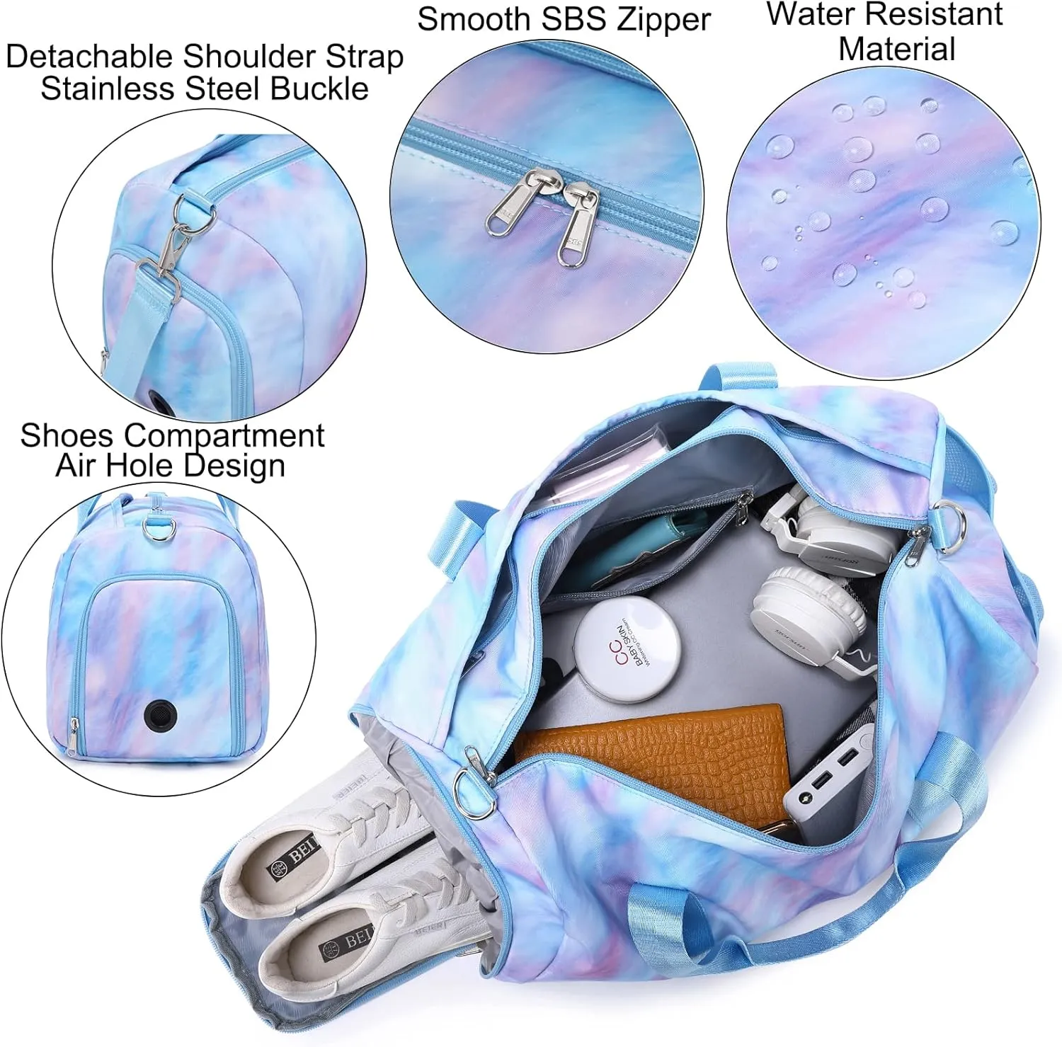 Dance Bag for Girls Teen Duffle Bag Gymnastics Gym Bag Overnight Travel Bag Sports Ballet Bag Weekender Sleepover Carry On Bag with Shoe Compartments Water Resistant