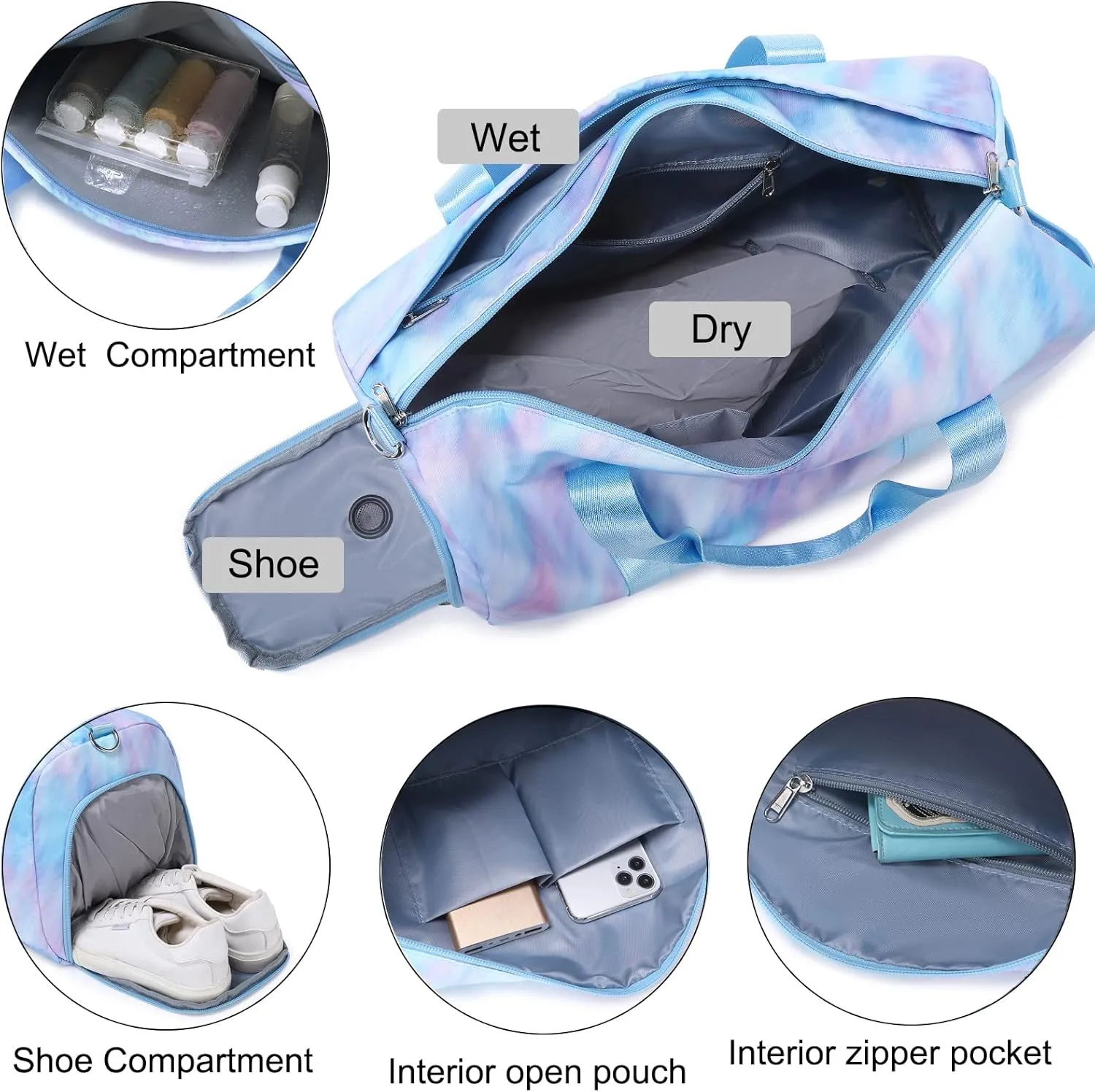 Dance Bag for Girls Teen Duffle Bag Gymnastics Gym Bag Overnight Travel Bag Sports Ballet Bag Weekender Sleepover Carry On Bag with Shoe Compartments Water Resistant