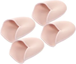 Dance Shoe Toe Pouches Material 4 Pairs Women's Soft Toe Cap Covers Anti-Slip Toe Protector Breathable Knitted Fabric Half Size Toe Pads for Comfort