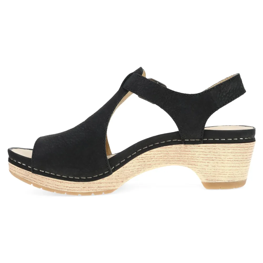 Dansko Laverne Black Milled Nubuck Sandal (Women's)