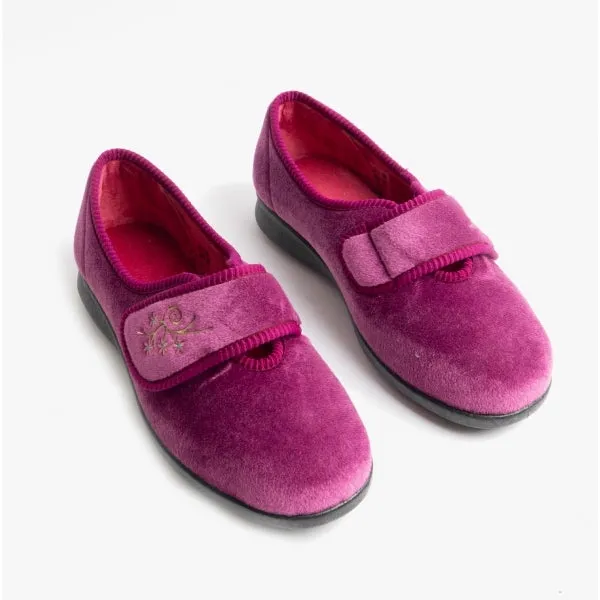 DB Shoes CAROLINE 2 Womens Extra Wide (2E/4E) Touch Fasten Full Slippers Heather