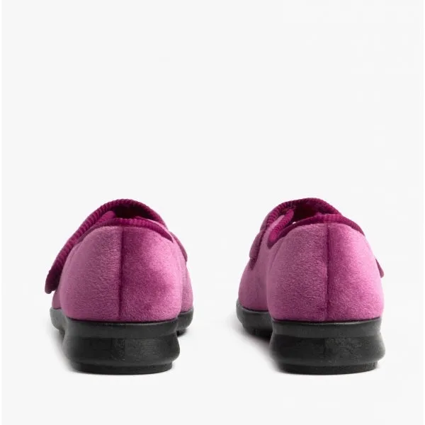DB Shoes CAROLINE 2 Womens Extra Wide (2E/4E) Touch Fasten Full Slippers Heather