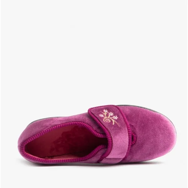 DB Shoes CAROLINE 2 Womens Extra Wide (2E/4E) Touch Fasten Full Slippers Heather