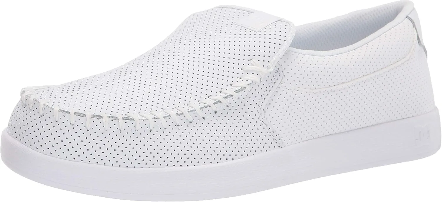 DC Men's Villain 2 Casual Slip On Skate Shoe Slipper, White, 10