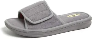 Dearfoams Men's Adjustable Indoor/Outdoor Memory Foam Machine Washable Summer Slide Slipper