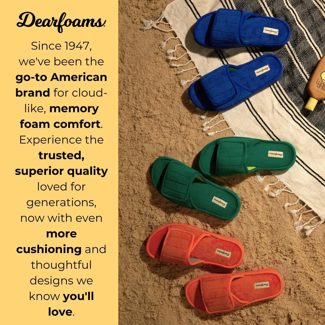 Dearfoams Men's Adjustable Indoor/Outdoor Memory Foam Machine Washable Summer Slide Slipper
