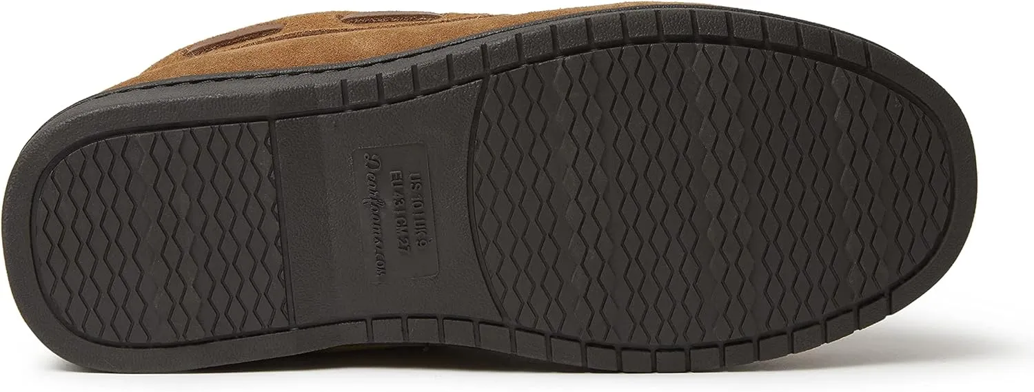 Dearfoams Men's Suede Slip on Moccasin Indoor Outdoor Memory Foam Hudson House Slippers