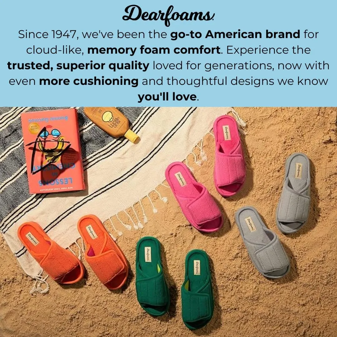 Dearfoams Women's Adjustable Indoor/Outdoor Machine Washable Memory Foam Slide