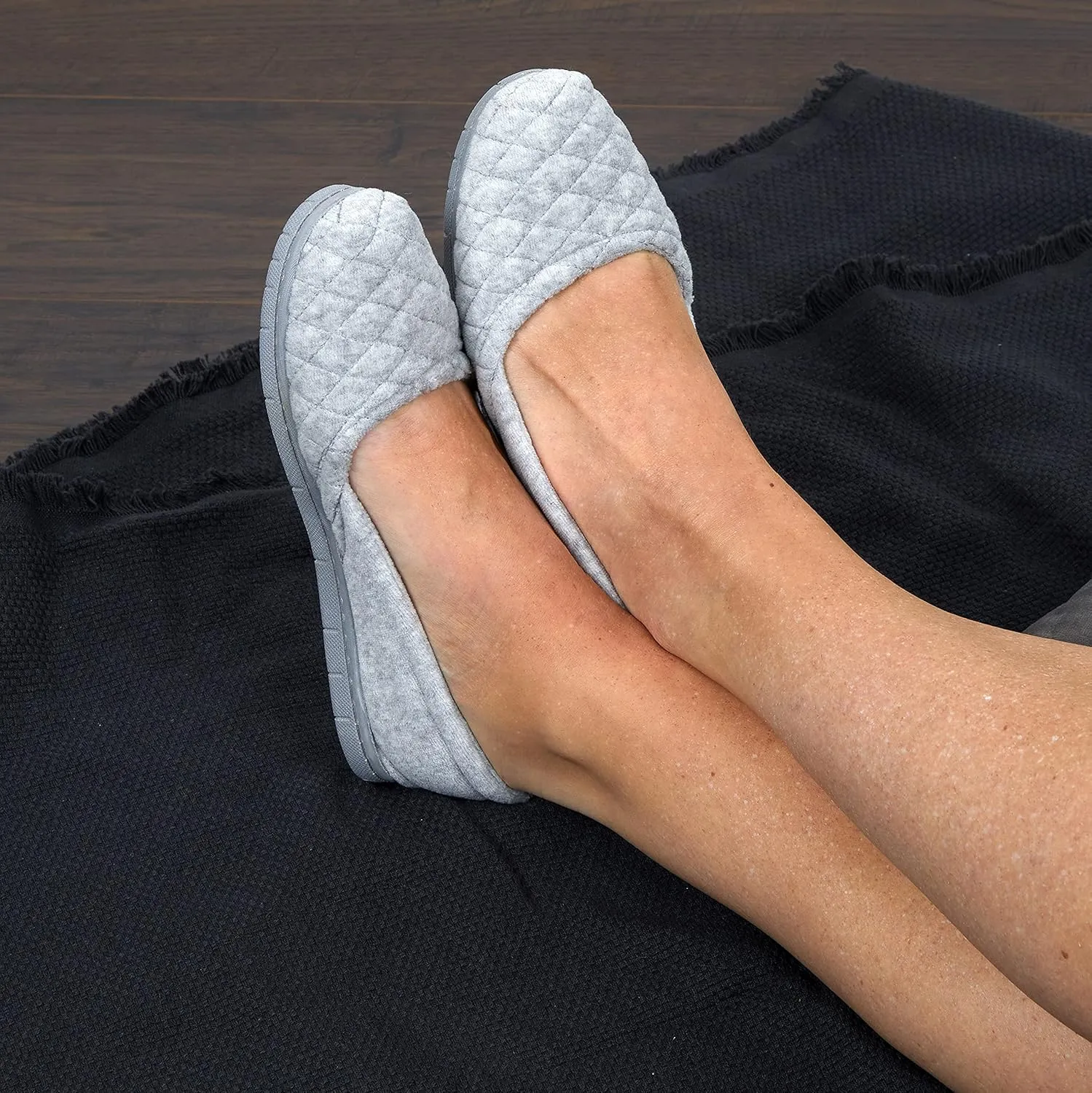 Dearfoams Women's Comfort Memory Foam Indoor Outdoor Katie Slip On Loafer Ballet Slipper