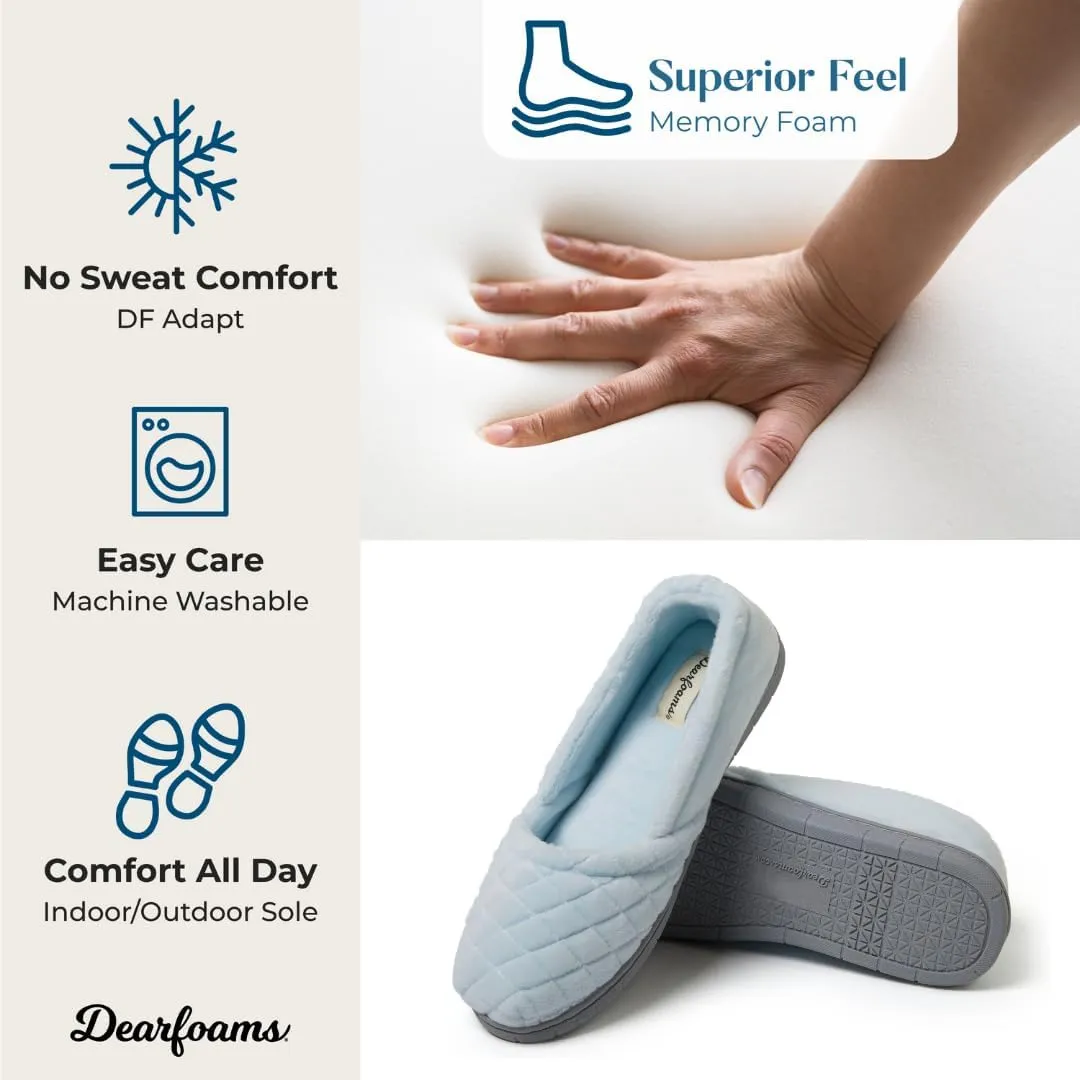 Dearfoams Women's Comfort Memory Foam Indoor Outdoor Katie Slip On Loafer Ballet Slipper