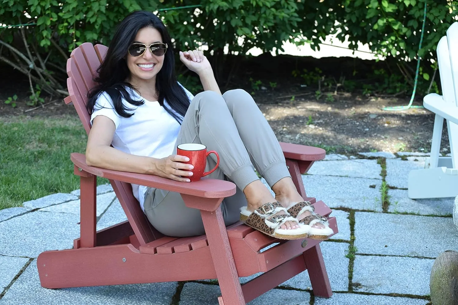 Dearfoams Women's Fireside Tamworth Shearling Slide Sandal with Cork Footbed and Adjustable Buckles