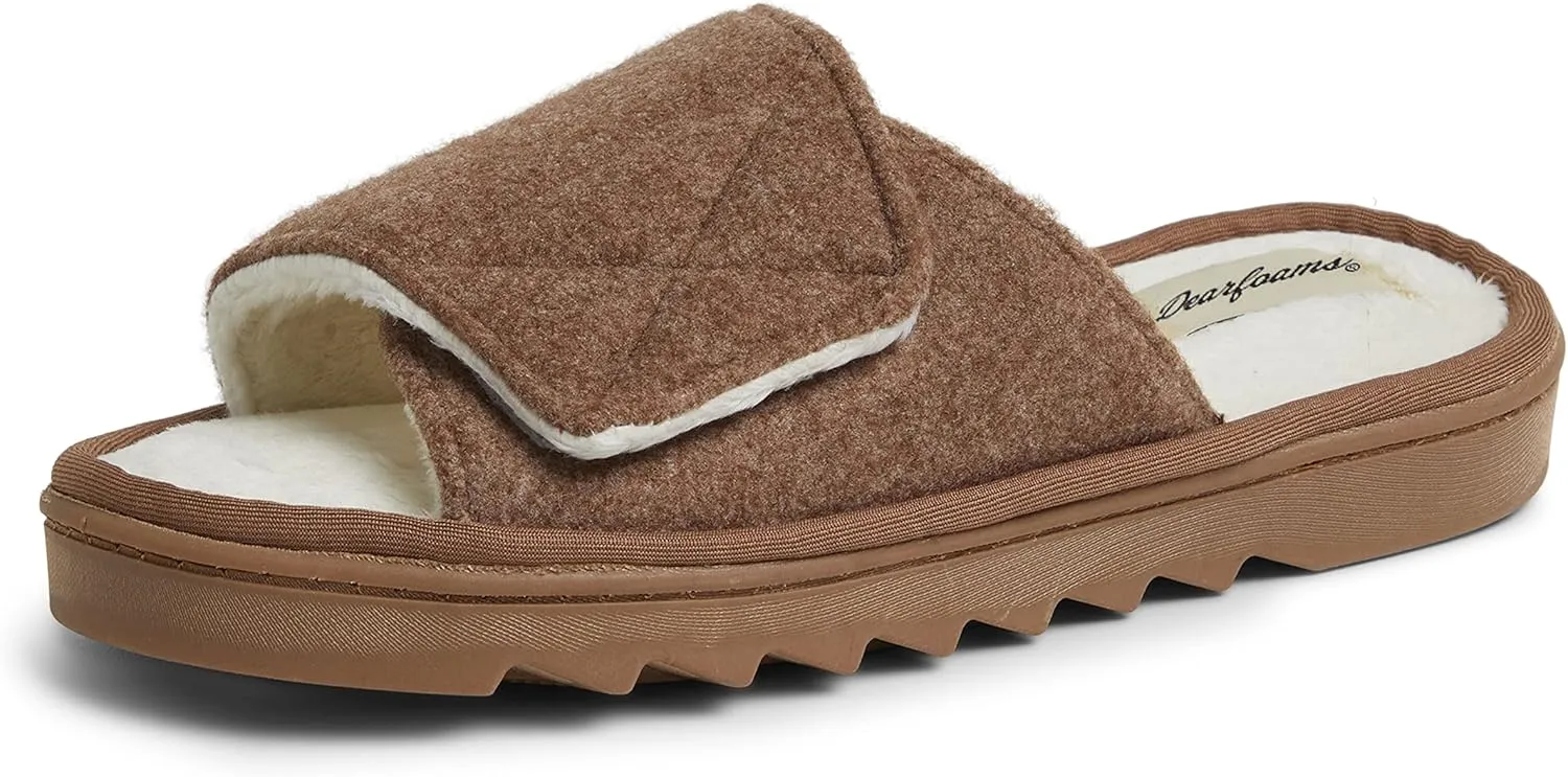 Dearfoams Women's Norma Adjustable Wool Slide Slipper