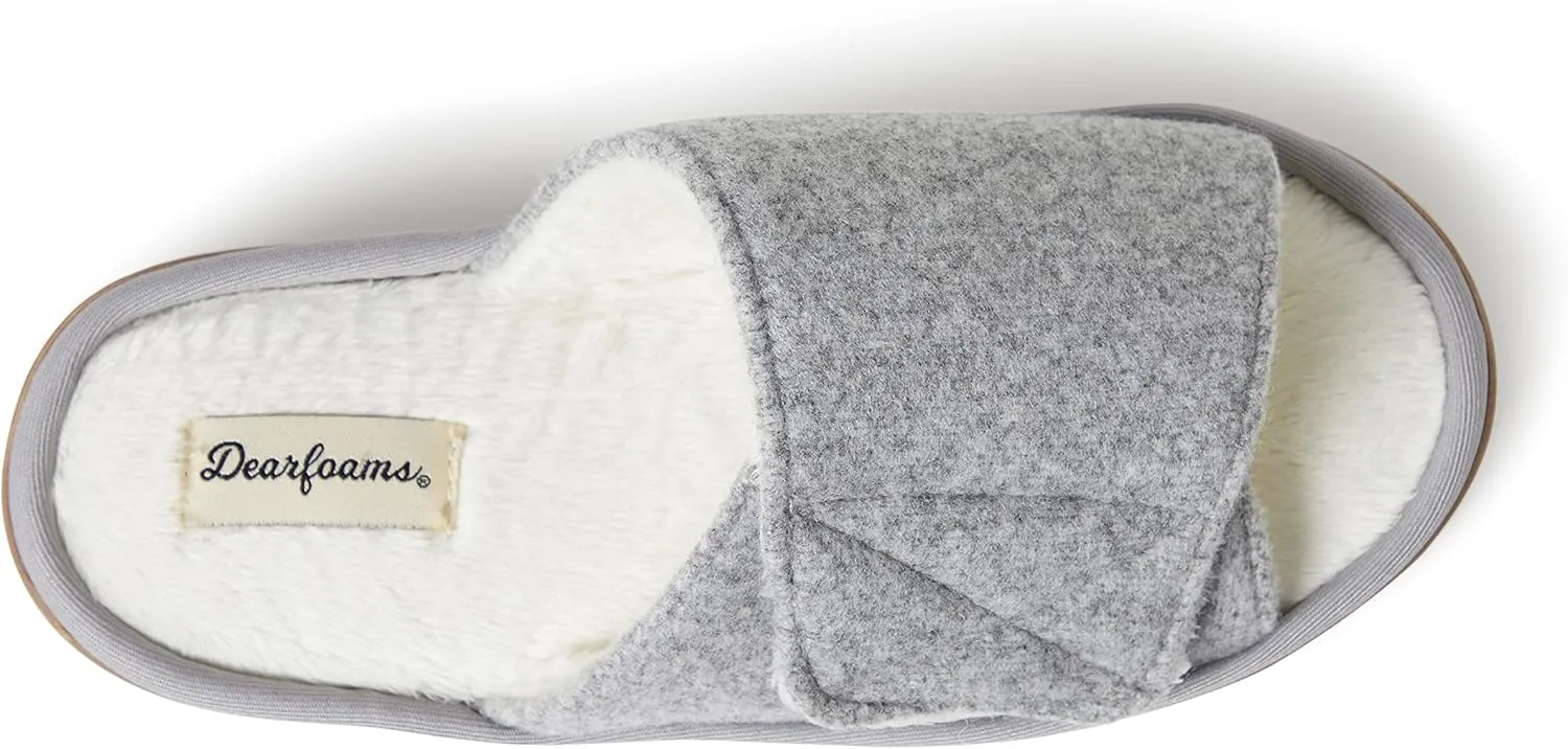 Dearfoams Women's Norma Adjustable Wool Slide Slipper