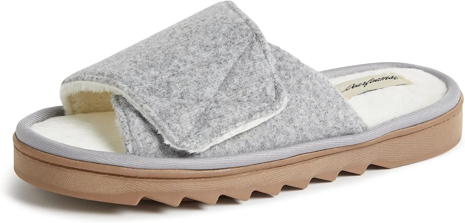 Dearfoams Women's Norma Adjustable Wool Slide Slipper