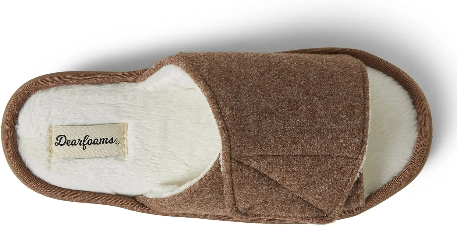 Dearfoams Women's Norma Adjustable Wool Slide Slipper