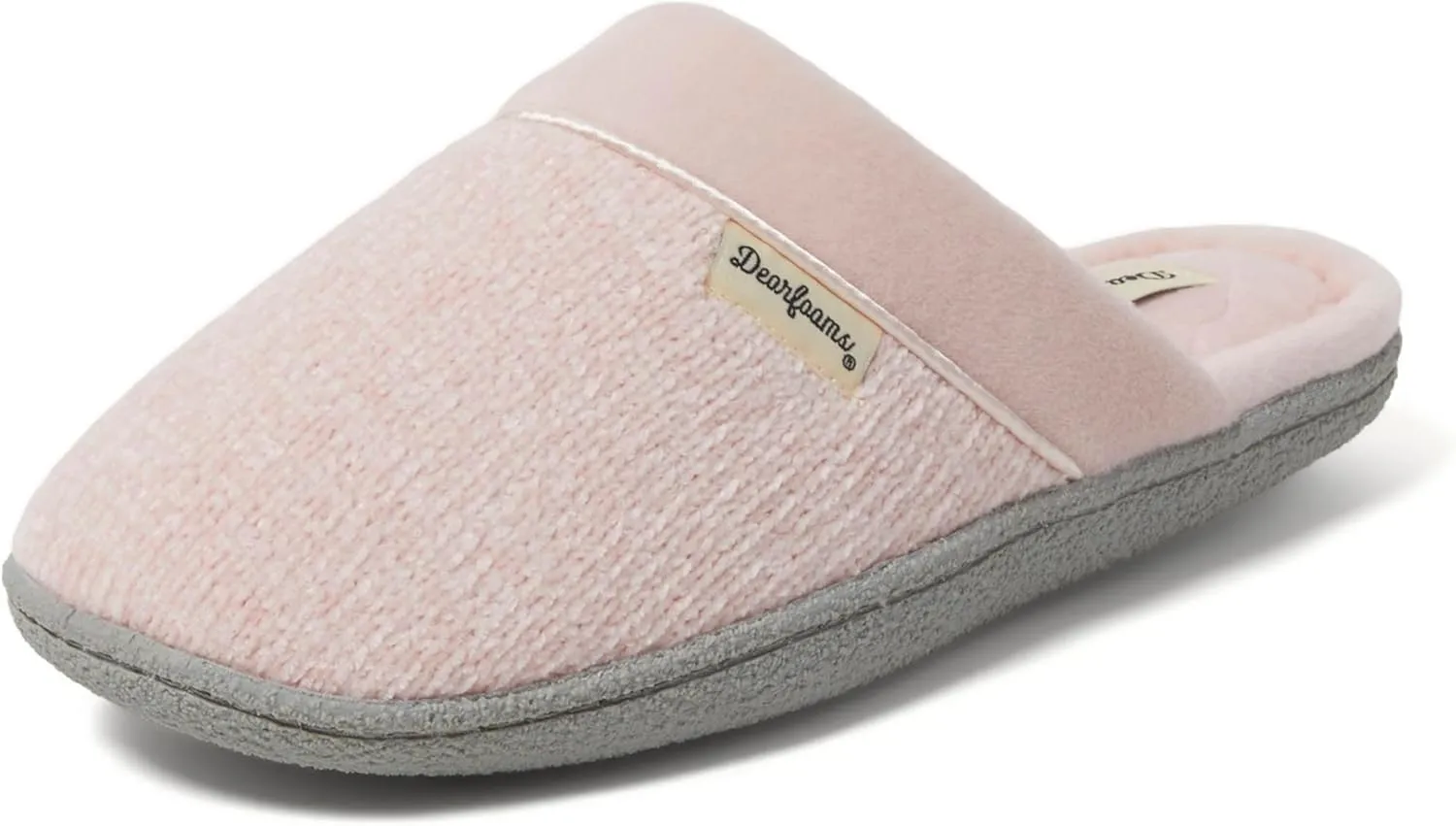 Dearfoams Women's Slip On Memory Foam Comfort Samatha Scuff House Slipper with Wide Widths