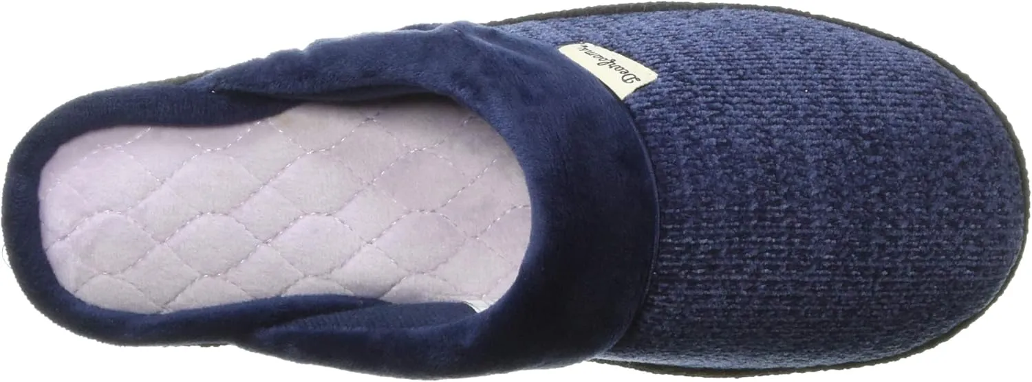 Dearfoams Women's Slip On Memory Foam Comfort Samatha Scuff House Slipper with Wide Widths