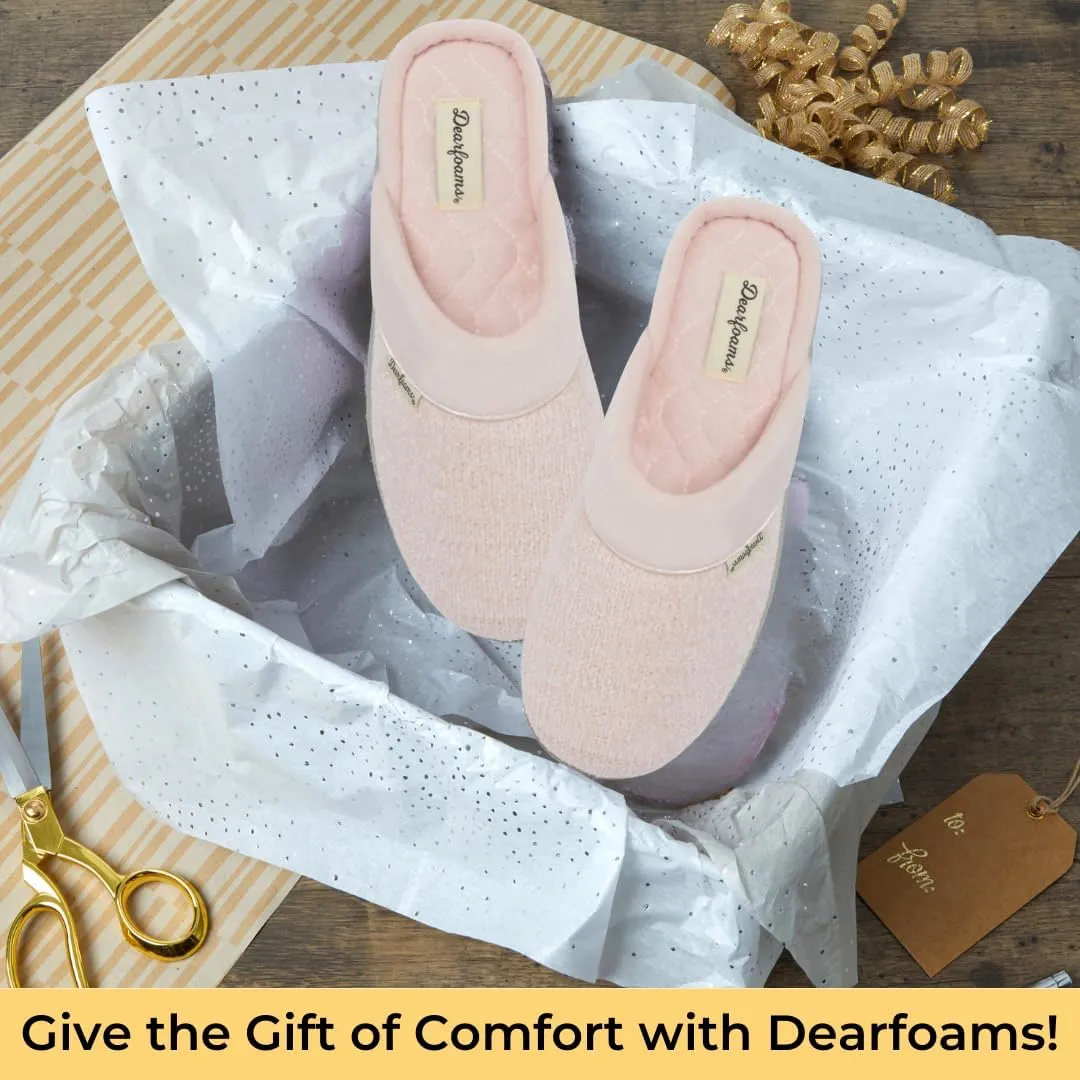 Dearfoams Women's Slip On Memory Foam Comfort Samatha Scuff House Slipper with Wide Widths
