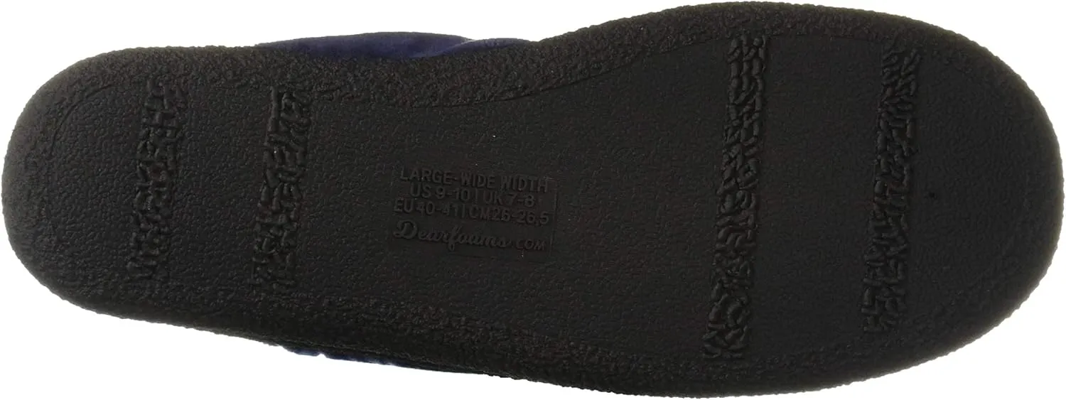 Dearfoams Women's Slip On Memory Foam Comfort Samatha Scuff House Slipper with Wide Widths