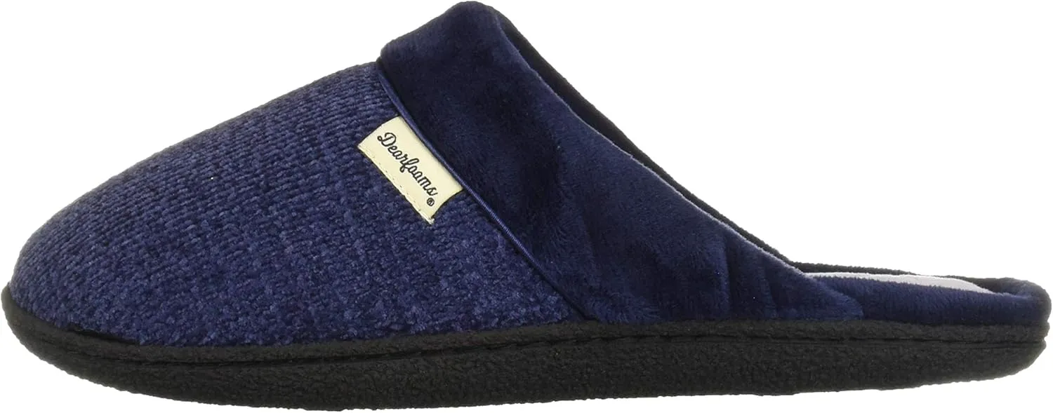 Dearfoams Women's Slip On Memory Foam Comfort Samatha Scuff House Slipper with Wide Widths