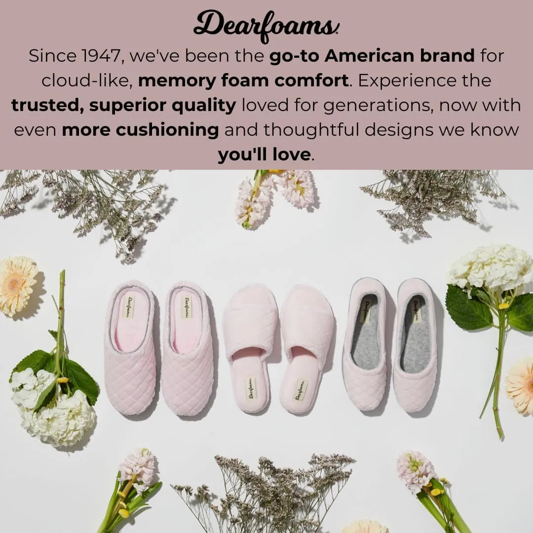 Dearfoams Women's Slip On Memory Foam Comfort Samatha Scuff House Slipper with Wide Widths