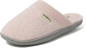 Dearfoams Women's Slip On Memory Foam Comfort Samatha Scuff House Slipper with Wide Widths