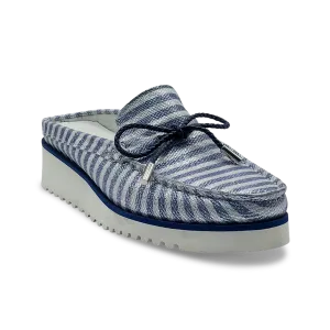 DI CHENZO Women's A-955 Blue Stripes Soft Metallic Leather