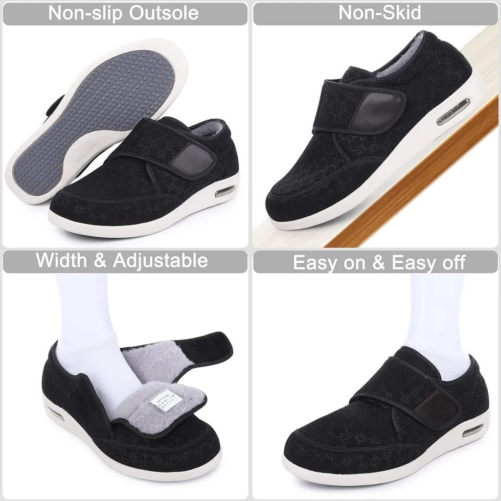 Diabetic Shoes for Men, Wide Width Elderly Men's Shoes, Adjustable Closure Lightweight Breathable, Swollen Feet Walking Edema Sneakers