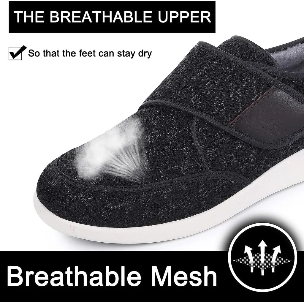 Diabetic Shoes for Men, Wide Width Elderly Men's Shoes, Adjustable Closure Lightweight Breathable, Swollen Feet Walking Edema Sneakers