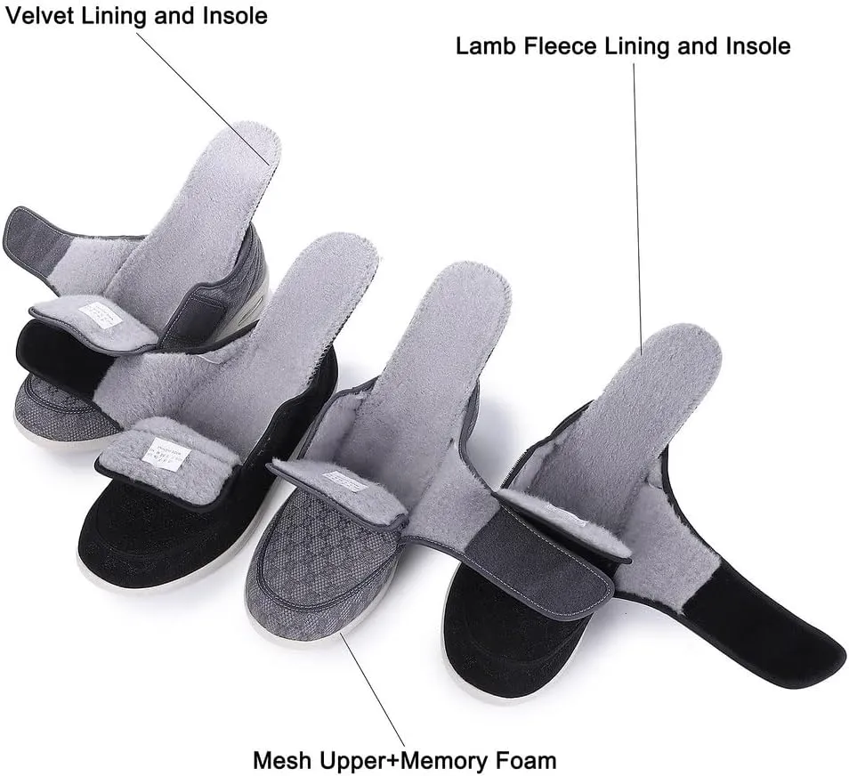 Diabetic Shoes for Men, Wide Width Elderly Men's Shoes, Adjustable Closure Lightweight Breathable, Swollen Feet Walking Edema Sneakers