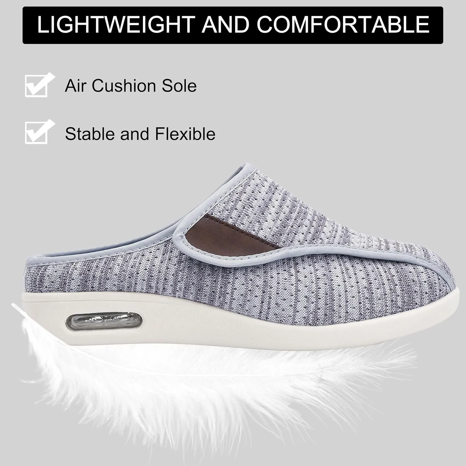 Diabetic Slippers For Women, Women's Wide Width Elderly Shoes, Adjustable Closure Lightweight Breathable, Swollen Feet Fasciitis Edema Walking Shoes