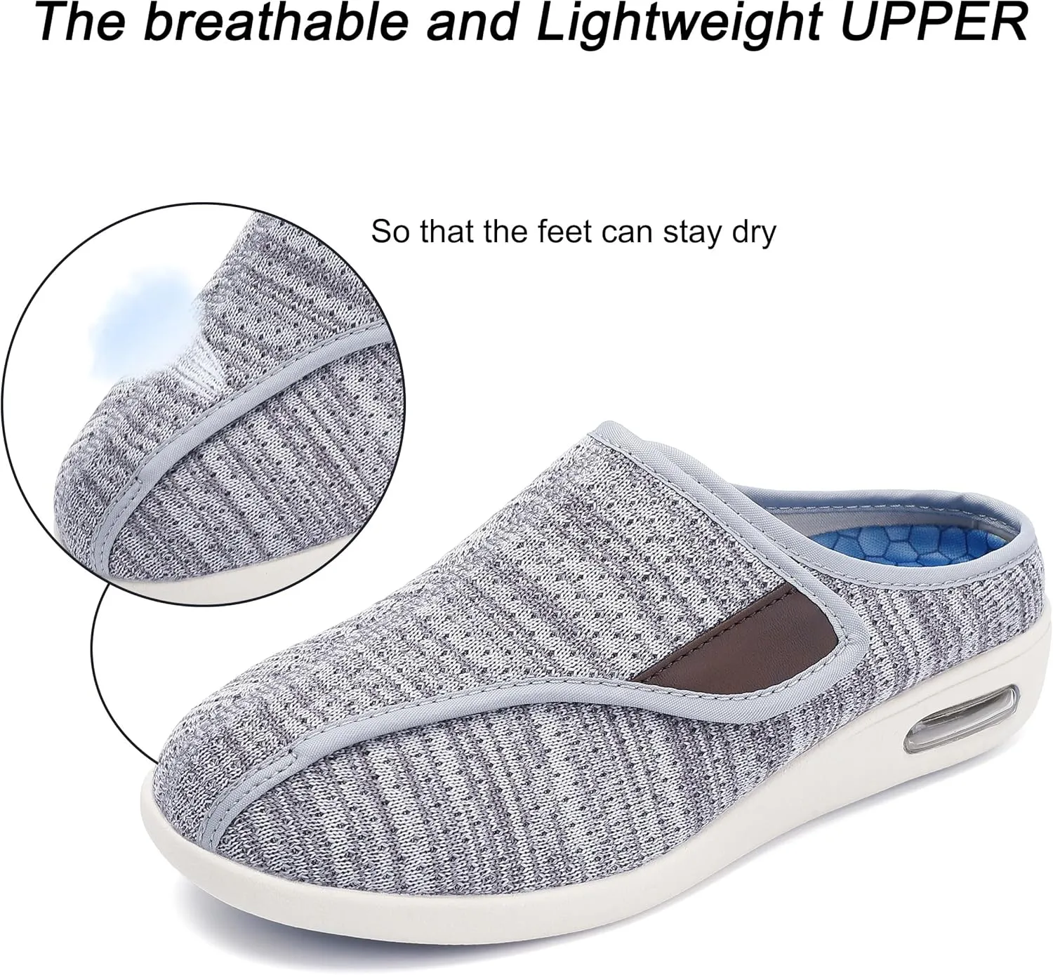 Diabetic Slippers For Women, Women's Wide Width Elderly Shoes, Adjustable Closure Lightweight Breathable, Swollen Feet Fasciitis Edema Walking Shoes