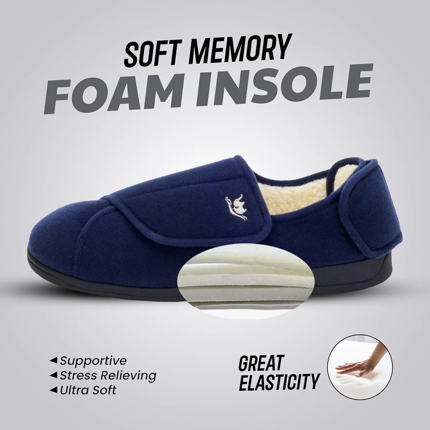 Diabetic Slippers Women, Lymphedema Shoes, Edema Shoes Swollen Feet, Indoor and Outdoor Hook and Loop, Non Slip House Shoes