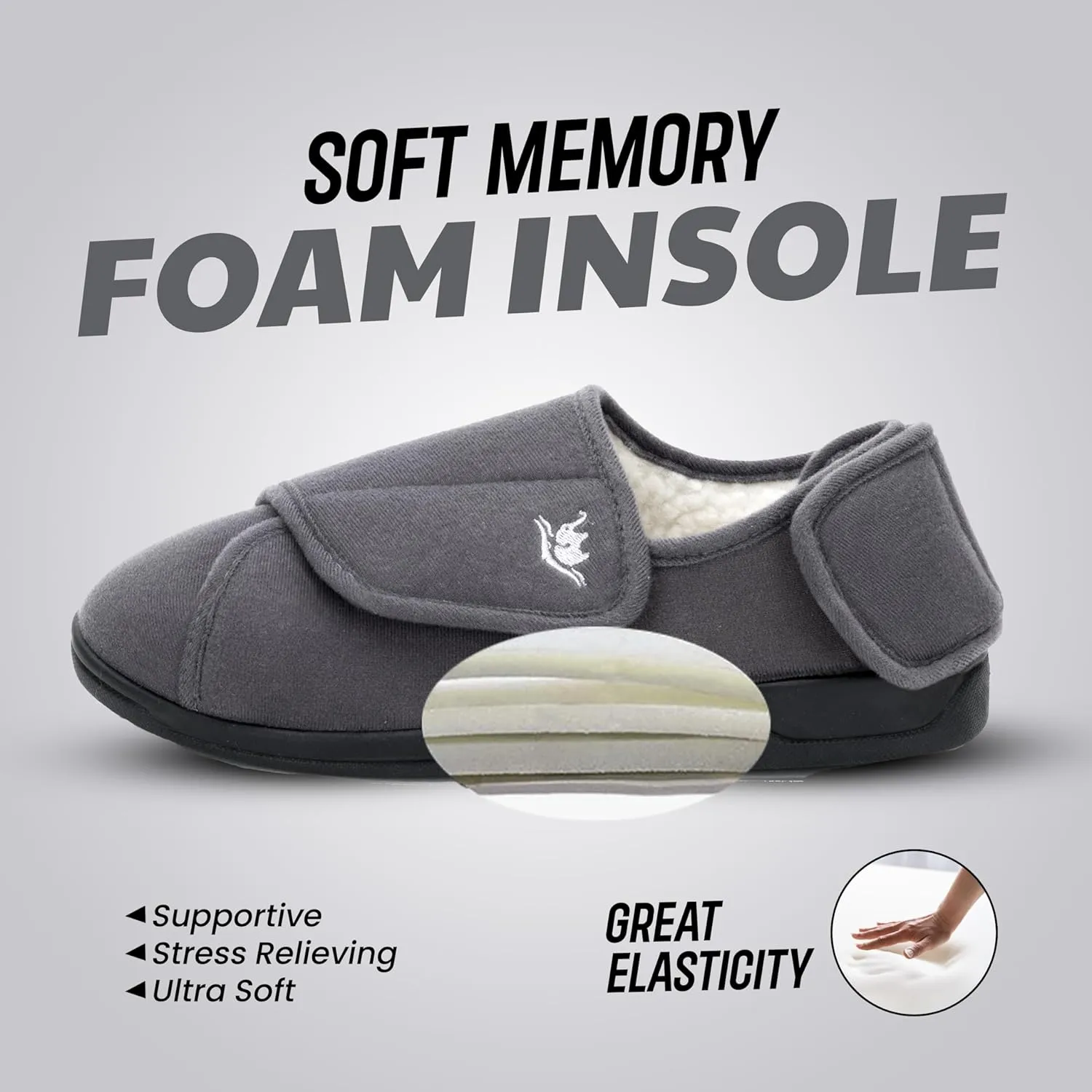 Diabetic Slippers Women, Lymphedema Shoes, Edema Shoes Swollen Feet, Indoor and Outdoor Hook and Loop, Non Slip House Shoes