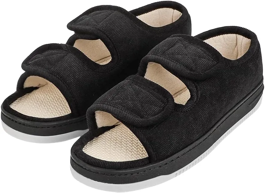 Diabetic Swollen Sandals for Men Women Wide Width Edema Adjustable Extra Wide Open Toe Diabetic Slippers for Swollen Feet Arthritis Elderly Swelling Neuropathy Lymphedema Surgery Recovery Footwear
