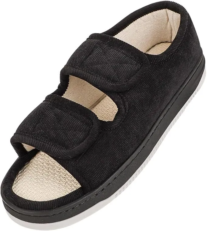 Diabetic Swollen Sandals for Men Women Wide Width Edema Adjustable Extra Wide Open Toe Diabetic Slippers for Swollen Feet Arthritis Elderly Swelling Neuropathy Lymphedema Surgery Recovery Footwear
