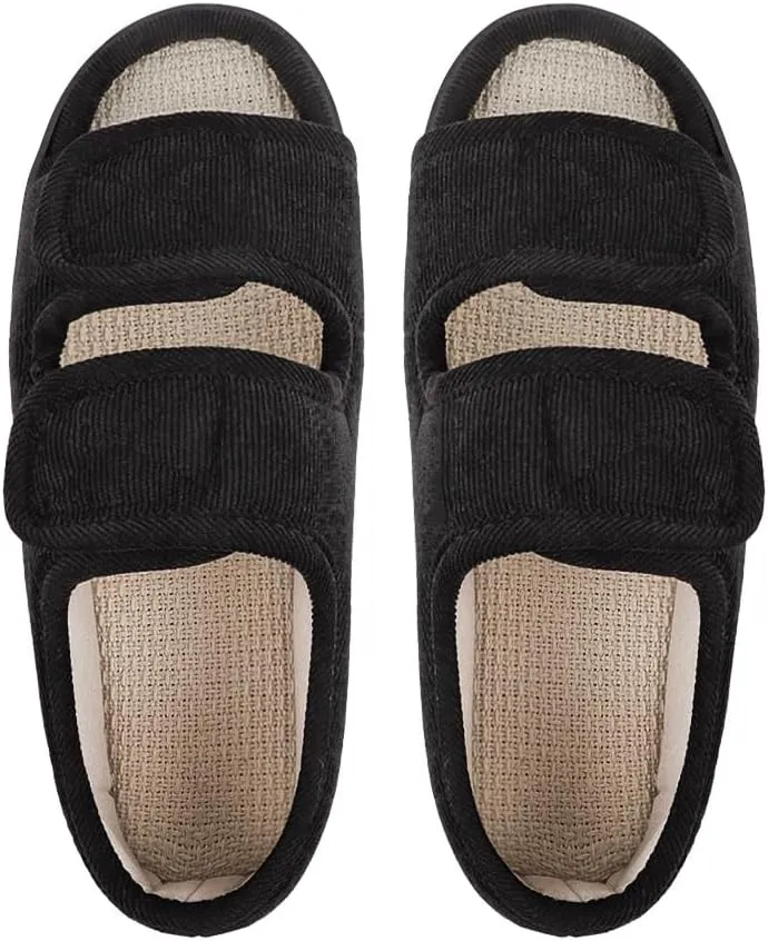 Diabetic Swollen Sandals for Men Women Wide Width Edema Adjustable Extra Wide Open Toe Diabetic Slippers for Swollen Feet Arthritis Elderly Swelling Neuropathy Lymphedema Surgery Recovery Footwear