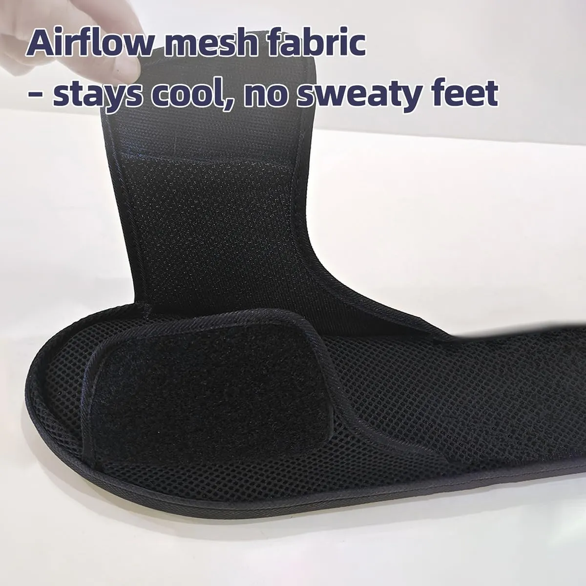Diabetic Wide Width Slippers - Adjustable Breathable Non-Slip Indoor Outdoor Sole Unisex Men Women Open Toe Orthopedic Shoes for Swelling Bunions Injury Recovery (Men8.5-9/Women10-10.5,Black)