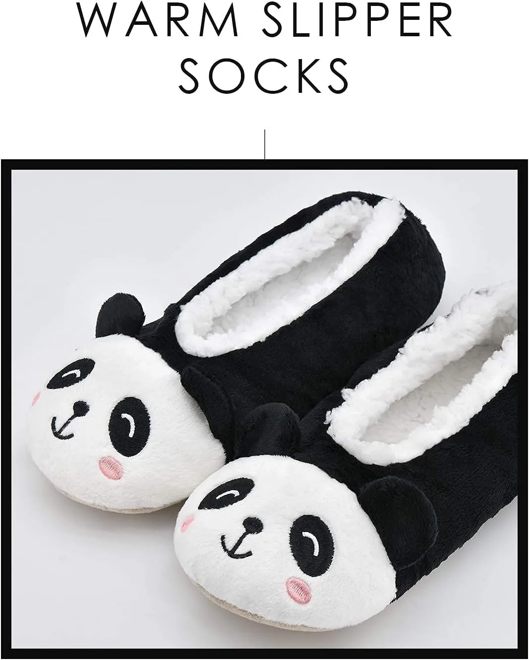 DICUIRD Womens Slipper Socks Low Cut Comfy&Warm Animal Non-skid Bedroom Slippers