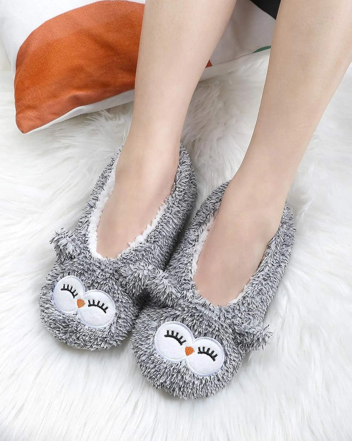 DICUIRD Womens Slipper Socks Low Cut Comfy&Warm Animal Non-skid Bedroom Slippers
