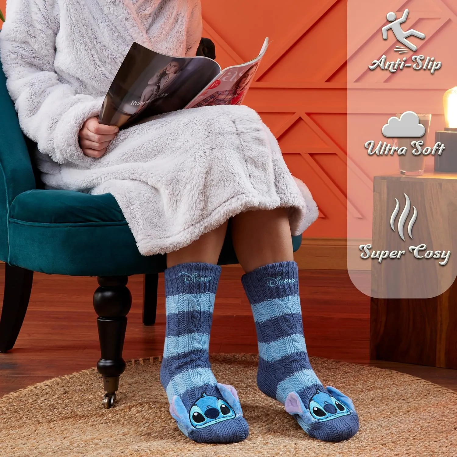 Disney Stitch Slipper Socks For Women Teens Warm Slipper Socks Bed Socks Non Slip Socks Gifts for Her