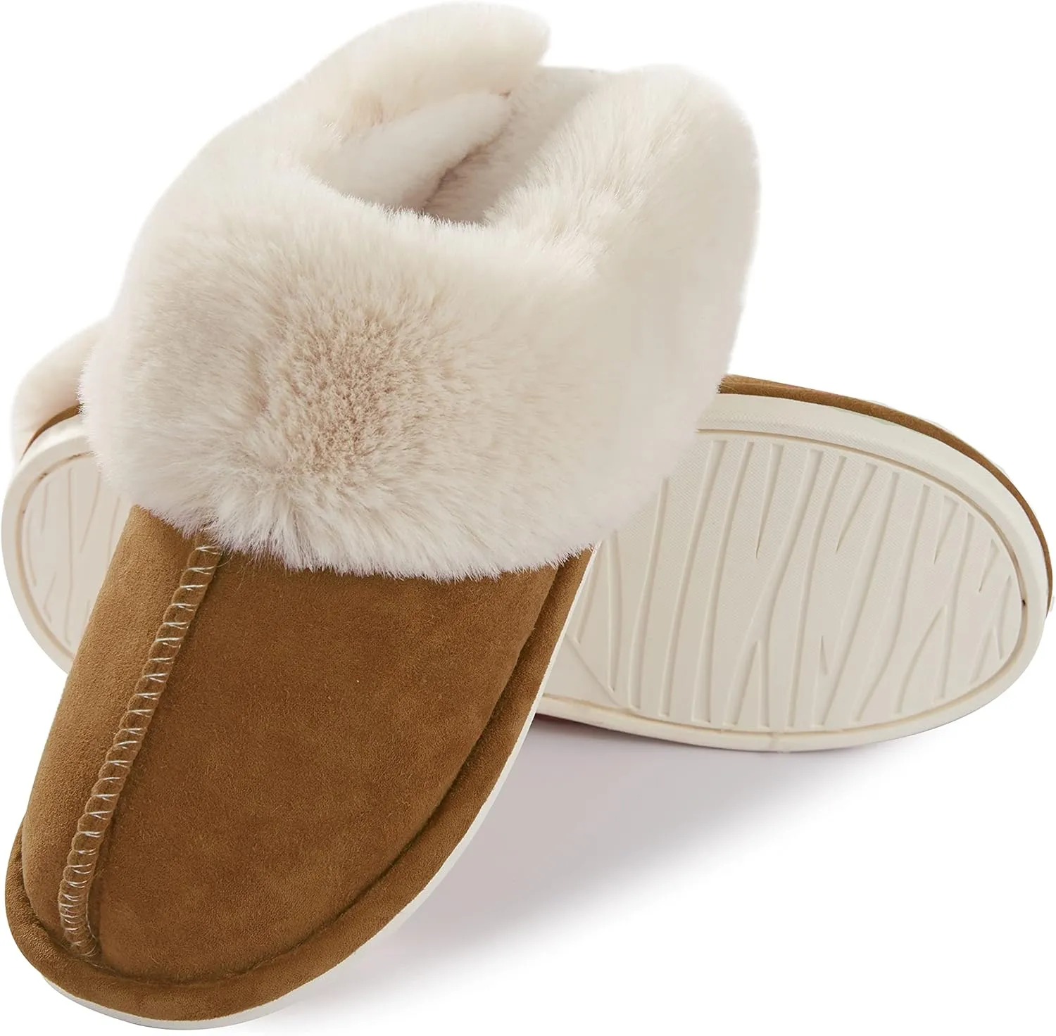 Donpapa Womens Slipper with Memory Foam Fluffy Soft Warm Slip On House Slippers Anti-Skid Cozy Plush for Indoor Outdoor