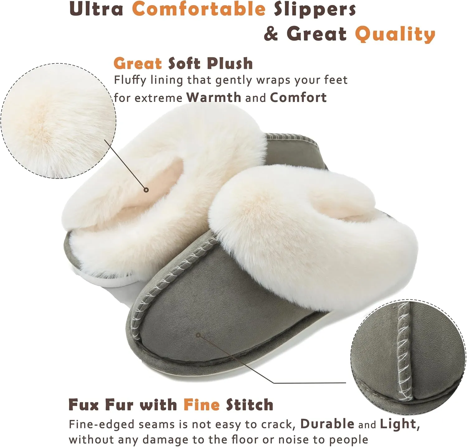 Donpapa Womens Slipper with Memory Foam Fluffy Soft Warm Slip On House Slippers Anti-Skid Cozy Plush for Indoor Outdoor
