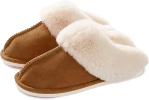 Donpapa Womens Slipper with Memory Foam Fluffy Soft Warm Slip On House Slippers Anti-Skid Cozy Plush for Indoor Outdoor