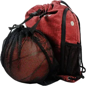 Drawstring Basketball Backpack Sports Gym Bag With Shoe Compartment and Two Water Bottle Holder
